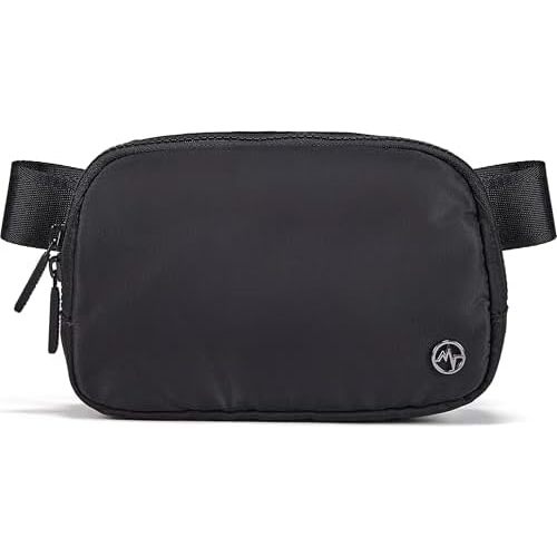 Pander Two Way Zipper Fanny Pack Nylon Everywhere Belt Bag for Women, Water Repellent Waist Packs, Crossbody Bags with Adjustable Strap (Black).