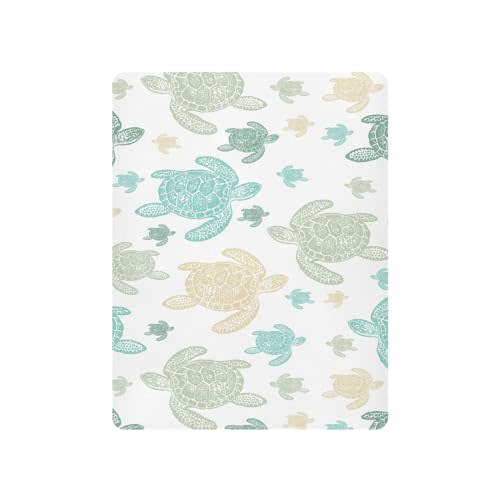 Takiito Crib Sheet for Boys Girls, Sea Turtles Fitted Crib Sheet Super Soft Breathable for Playard Mattress, Nursery Sheet, 27x39 in