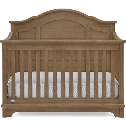 Delta Children Simmons Kids Asher 6-in-1 Convertible Crib with Toddler Rail, Aged Oak