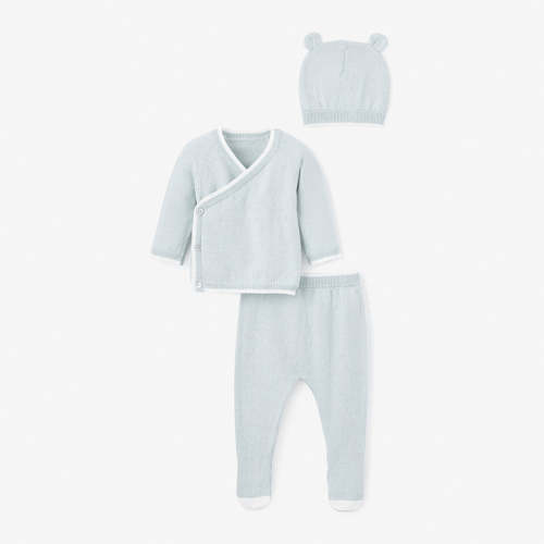 Pale Blue Cashmere Baby Layette Set BLUE / 3M