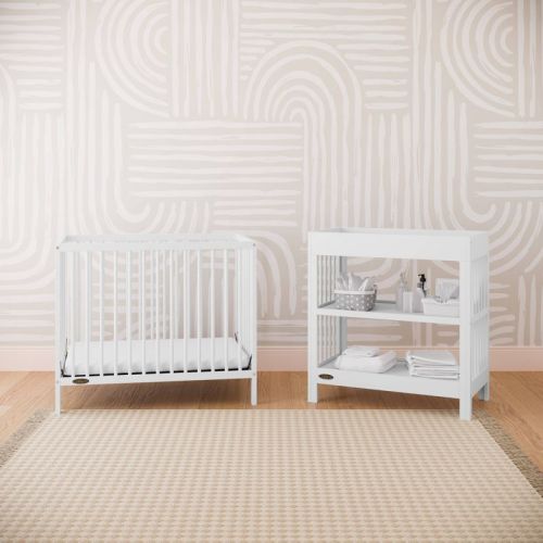 Graco Teddi Convertible Mini Crib with Mattress - White