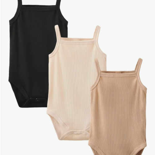 OPAWO Onsies for Baby Girls' Bodysuits 3 Pack Neutral Baby Clothes Spaghetti Strap & Long Sleeve Fall Baby Undershirt 0-2T