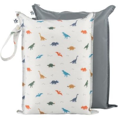 Tiny Twinkle Mess-proof Waterproof Washable Baby/toddler Wet Bags For Diapers, Swimsuits And Travel (sage, Charcoal)