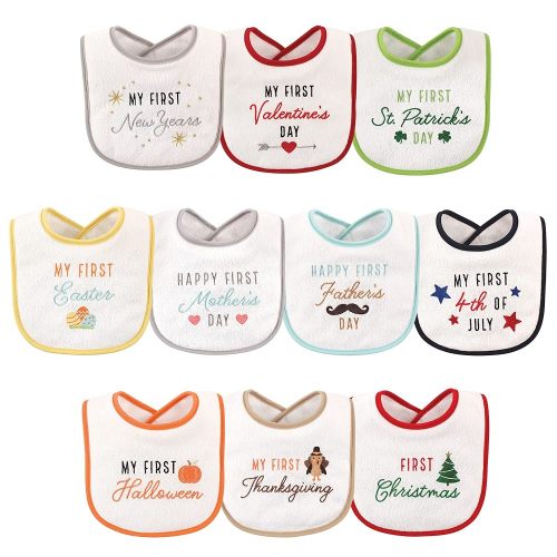 Amazon.com: Hudson Baby Unisex Baby Cotton Terry Drooler Bibs with Fiber Filling, Neutral Holiday, One Size : Clothing, Shoes & Jewelry
