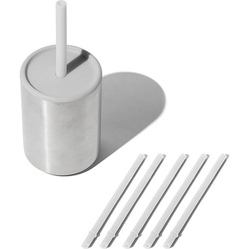 Avanchy Stainless Steel Insulated Training Cup with Silicone Straw Lid, 8oz Spill-Proof Sippy Cup for Toddlers and Infants, Easy Clean, BPA-Free, Leak-Proof Design, Gray + 5 Reusable Straws
