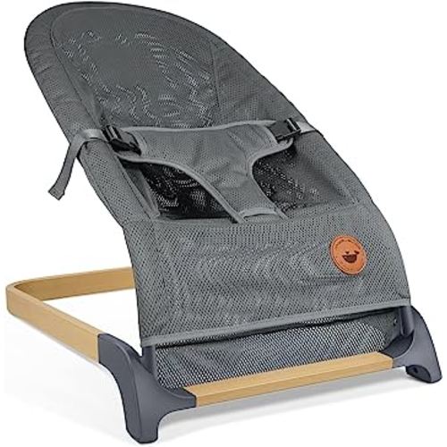 ANGELBLISS Baby Bouncer, Portable Bouncer Seat for Babies, Infants Bouncy Seat with Mesh Fabric, Natural Vibrations (Dark Grey)