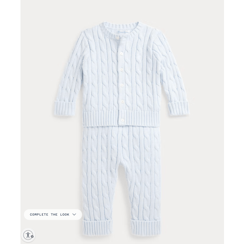 Cable-Knit Cotton Cardigan & Pant Set