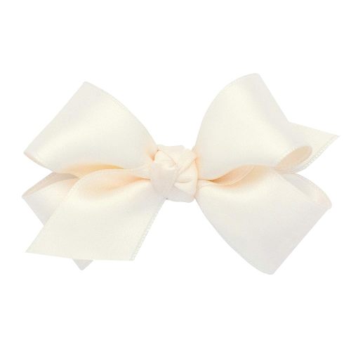 Wee Ones Girls' Classic French Satin Hair Bow on a WeeStay Clip with a Knot Wrap Center, Multiple Colors and Bow Sizes for Any Hair Styles