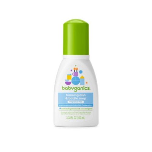 Babyganics Foaming Dish Soap for Travel, Fragrance Free, 3.38oz