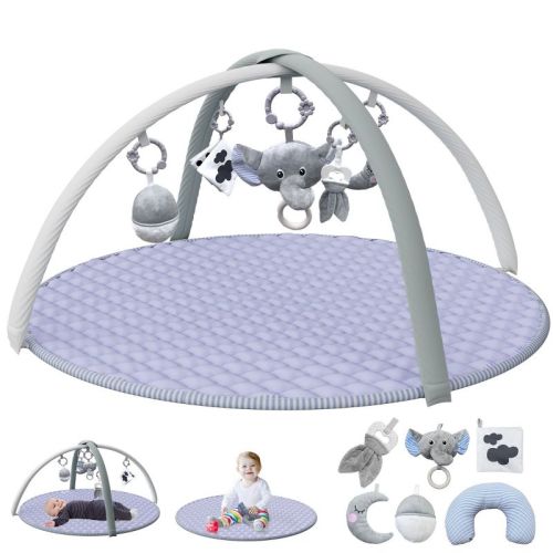 BabyBond Baby Gym Play Mat,Tummy Time Mat with 5 Detachable Toys for Stage-Based Motor Skills & Sensory Development