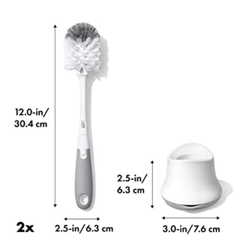 OXO Tot Bottle Brush with Nipple Cleaner and Stand – Gray, 2-Pack - Gray 2-pack