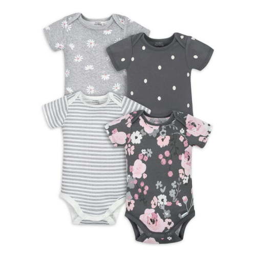Modern Moments by Gerber Baby Girl Short Sleeve Onesies Bodysuits, 4-Pack, (Newborn-24 Months)