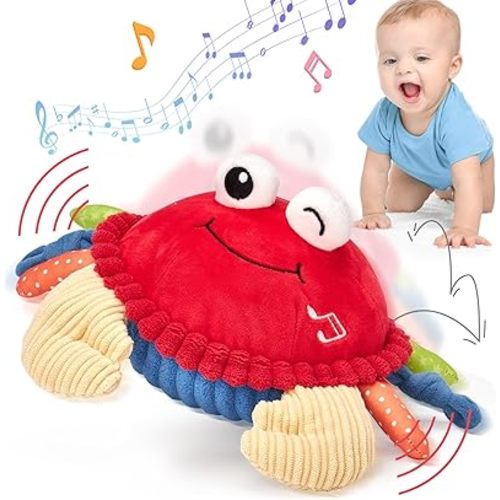 hahaland Baby Toys 6-12 Months - Musical Dancing Walking Moving Crab Tummy Time Sensory Toys for 12-18 Months Fun Interactive Infant Learning Toys Boy Girl Birthday Gifts Christmas Stocking Stuffers