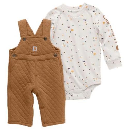 Carhartt Printed Long-Sleeve Bodysuit and Quilted Fleece Overalls Set for Babies