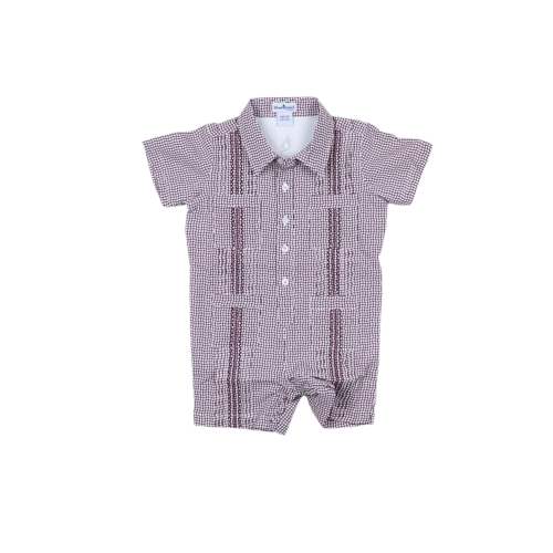 Guayabera - Gameday Maroon Wave Check Short Sleeve Romper