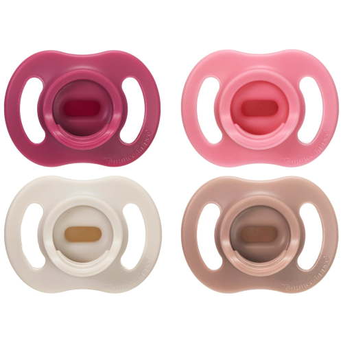 Tommee Tippee Ultra-light Girl StayPut Pacifier, 6-18m, One-Piece Silicone Design, 4pk