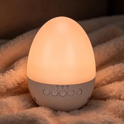 Egg Light for Nursery,Egg Night Light with 30 White Noise Sounds,30/60/90 Min Timer,BPA Free,Rechargeable Nursery Night Light with 2 Lighting Effects,Portable Egg Lamp for New Moms of Toddlers