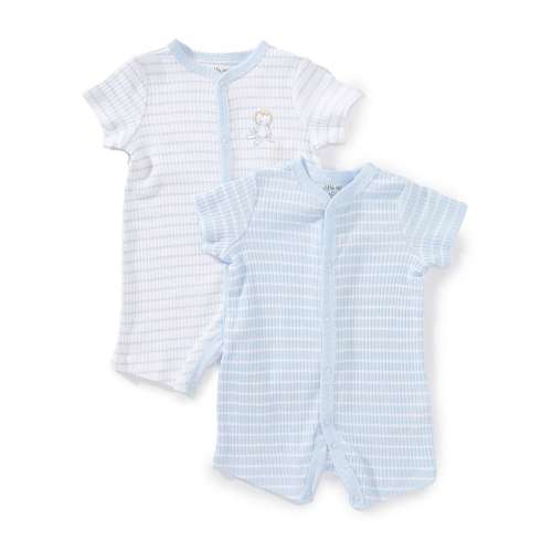 Little Me Baby Boys 3-9 Months Short Sleeve Lion Motif Striped Romper & Short Sleeve Striped Romper Set