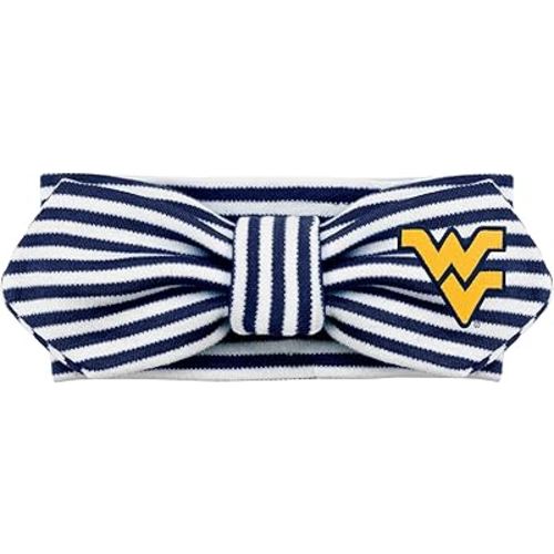 Creative Knitwear West Virginia Mountaineers Infant Girls Navy/White Striped Hair Knot Headband Embroidered Logo - Size Newborn - 4T