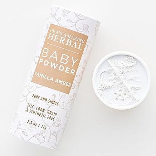Ora's Amazing Herbal, Talc Free Baby Powder, Cornstarch Free Clay Based Powder, Real Vanilla Amber Natural Scent