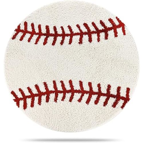 Cool Baseball Rug for Men Room Decor 36" Non Slip Kid Rug for Aesthetic Bathroom & Area Rugs Fun Decor Microfiber Fluffy Rug for y2k Room Decor-Cute Rug