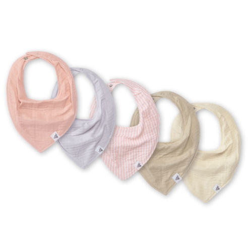 Organic Cotton Baby Bandana Bibs - Pink Sand