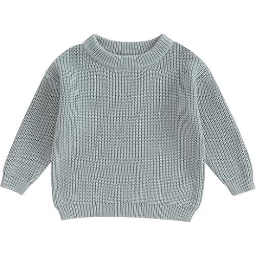 Baby Girl Boy Toddler Knit Sweater Cute Round Neck Long Sleeve Blouse Pullover Oversized Sweatshirt Warm Kids Tops