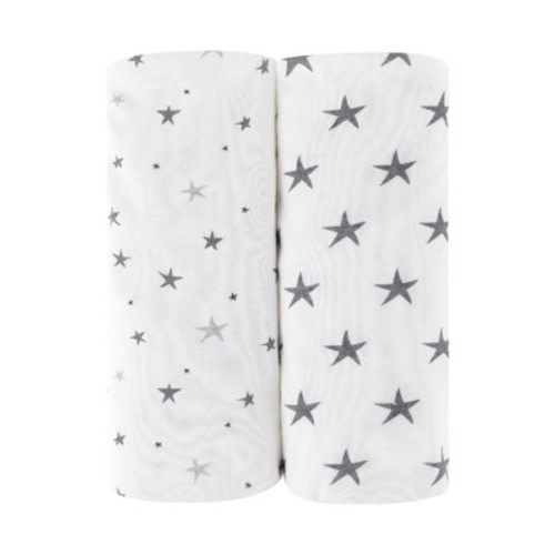 Ely's & Co. Baby Fitted Waterproof Sheet Set 100% Combed Jersey Cotton Grey Stars 2 Pack, Size: bassinet