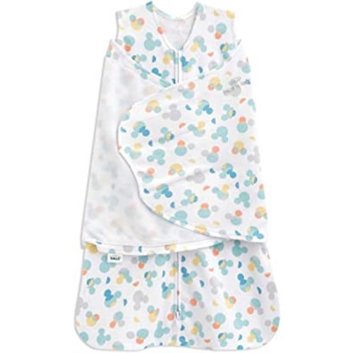 HALO Disney 100% Cotton Sleepsack Swaddle, 3-Way Adjustable Wearable Blanket, TOG 1.5, Mickey Overlay, Newborn, 0-3 Months