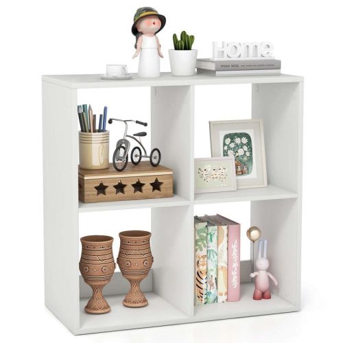 Costway 4-Cube Open Bookshelf with Anti-tip Kits Home Modern Style Storage Shelf for Study