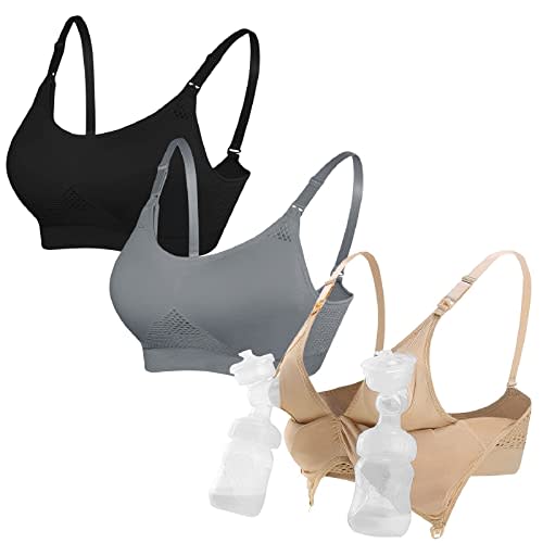 Momcozy Pumping Bra, Hands Free Pumping Bras for Women 2 Pack Supportive  Comfortable All Day Wear Pumping and Nursing Bra in One Holding Breast Pump  for Spectra S2, Bellababy, Medela, etc : : Clothing, Shoes &  Accessories