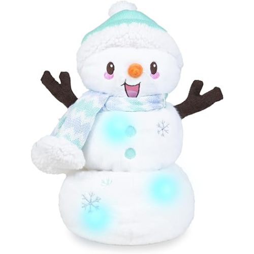 Cuddle Barn - Snowfrost The Snowman | Animated Dancing Light-up Christmas Snowman Plush Toy Activated by Carrot Nose Sings Winter Wonderland, 12 inches