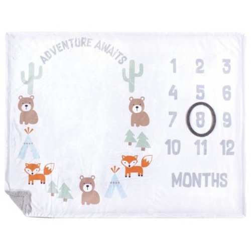 Hudson Baby Infant Boy Plush Holiday and Milestone Blanket, Adventure Awaits, One Size
