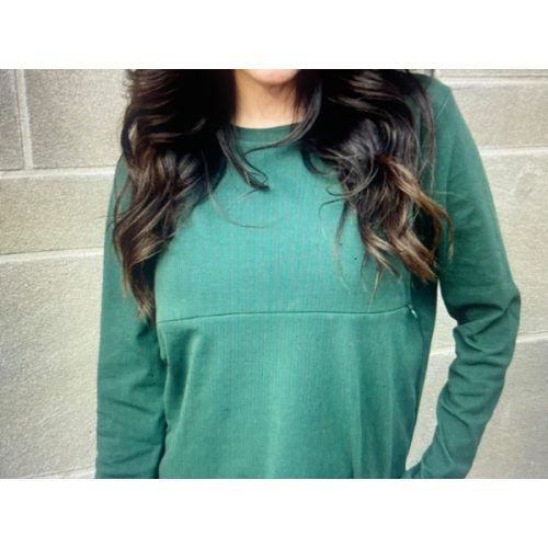 Long Sleeve Nursing Tunic Top - Pine Green
