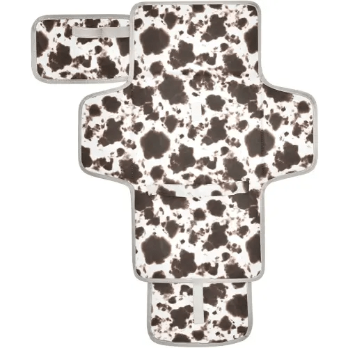 Portable Changing Pad for Baby - Black Cow Travel Diaper Changing Pad Waterproof Changing Mat with Built-in Pillow - Baby Shower Gifts