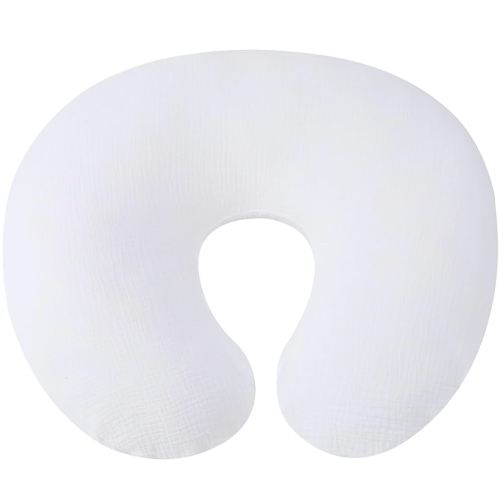 Muslin Nursing Pillow Cover Soft 100% Cotton Feeding Pillow Slipcover Fits Standard Infant Nursing Pillow for Boy and Girl, White