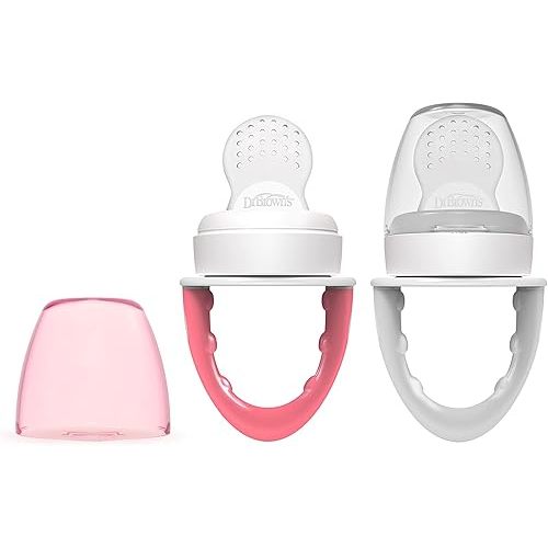 Dr. Brown's Fresh First Silicone Feeder, Pink & Grey, 2 Count