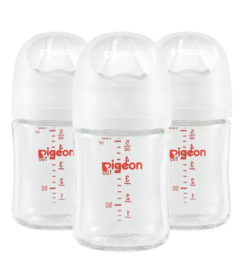Pigeon Wide Neck Nursing Bottle 5Oz/160ml Glass 3pc with SS nipple