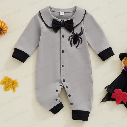 Baby Doll Collar Spider Grey Romper