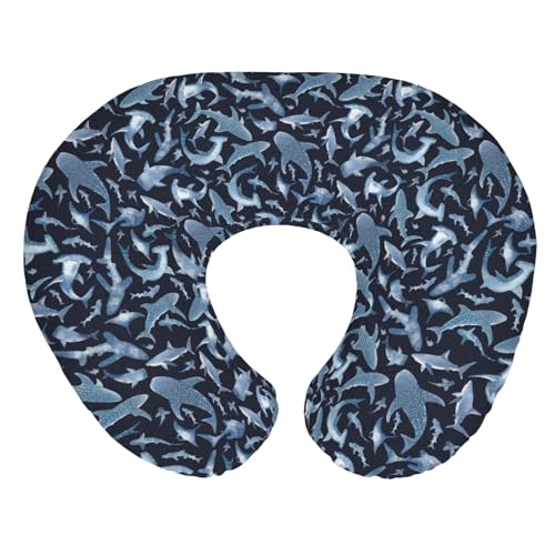Blue Sharks Baby Nursing Pillow Covers for Boy Girl Sea Ocean Animal Nursing Pillow Slipcovers for Breastfeeding Pillows Nautical Shark Soft Stretchy Removable Covers for Newborn Infant