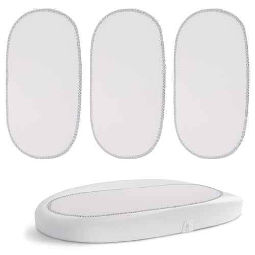 Runhike 3 Pack Reusable Changing Pad Liner for Hatch, Soft and Waterproof, Compatible with Hatch Grow Smart Changing Pad, Strollers or Car Seats, White, Cotton/Polyurethane, Newborn