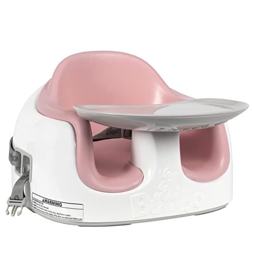 Bumbo Adjustable Multi Seat with Tray, Use as Floor Seat, Booster, or in Place of High Chair, Foam Support for Comfortable Sitting for Babies and Toddlers – Light Pink