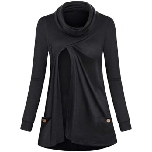 Joymom Maternity Warm Cowl Neck Nursing Sweatshirt Breastfeeding Tunic Tops