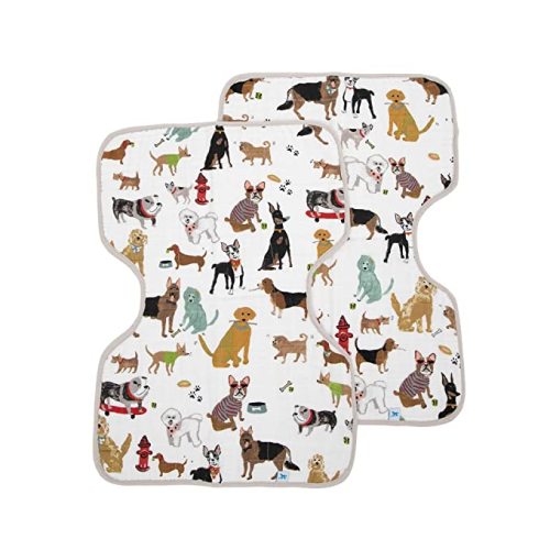 Little Unicorn 2 Pack Cotton Muslin Burp Cloths | 100% Cotton | Multi-Layer | Ultra Absorbent & Soft | Reversible | Large 21 x14 (Woof)