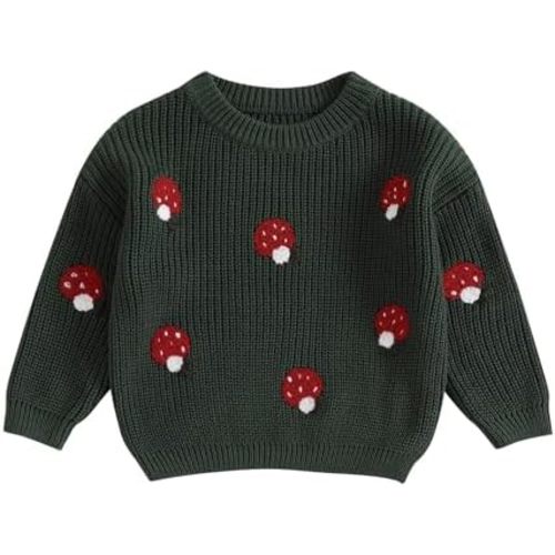Toddler Baby Girl Knit Sweaters Oversized Long Sleeve Embroidery Shirt Top Newborn Infant Cute Fall Winter Clothes