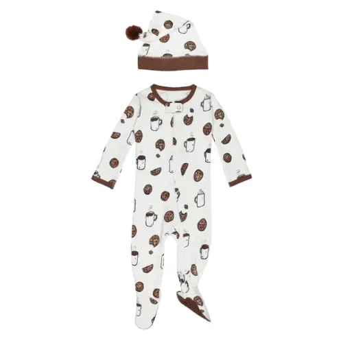 Organic Holiday 2-Way Zipper Footie & Cap Set in Waiting For Santa – L'ovedbaby