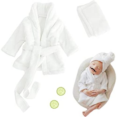 M&G House Newborn Photography Props Bathrobe Outfits Baby Photoshoot Props Baby Robe Girl Baby Photo Prop Outfit Robe Newborn Costume Baby Robes 0-6 Months(White)