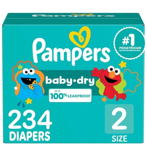 Pampers Diapers - Baby Dry - Size 2, 234 Count, Absorbent Disposable Infant Diaper (Packaging May Vary)