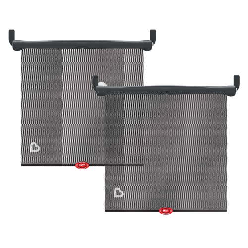 Munchkin Brica Sun Safety Car Window Roller Shade with White Hot Heat Alert, Black, 2 Count (Pack of 1) C65