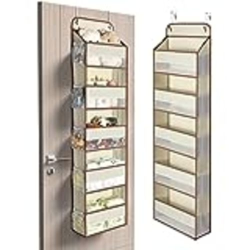 Amazon.com: Univivi 6-Shelf Over Door Hanging Organizer Fabric Door Storage with 5 Large Pockets and 3 Small PVC Pockets Wall Mount Hanging Storage Organizers (Beige)… : Home & Kitchen